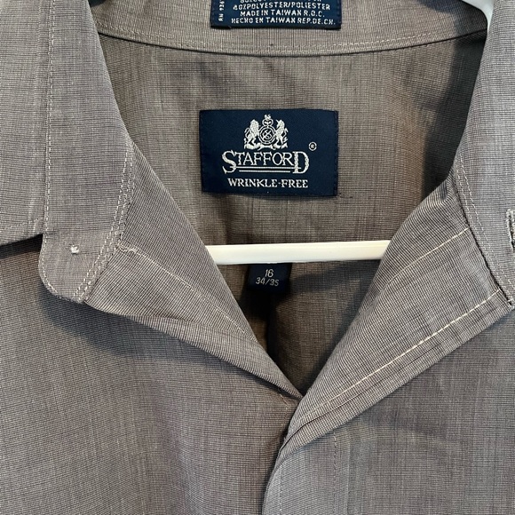 Mens 16 (34-35) STAFFORD WRINKLE FREE LONG SLEEVED BUTTON UP DRESS SHIRT - Picture 3 of 5